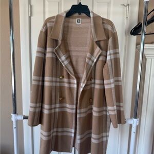Anne Klein Tan Plaid Coat